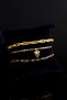 Stylish, Elegant, Gold Triple Bijouterie Bracelet with Chain and Heart Detail - 3