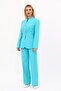 Self-Standing Collar Jacket & Wide-Leg Trousers-Turquoise - 1072520 - 3