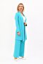 Shawl Collar Long Jacket & Wide Leg Trousers-Turquoise - 1001520 - 3