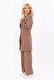 Self-Standing Collar Single Button Long Jacket & Wide Leg Trousers - Brown - 1074520 - 3