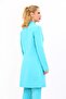 Self-Standing Collar Single Button Long Jacket-Turquoise - 1074100 - 4