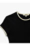 Cotton Contrast Detailed Short Sleeve Crew Neck T-Shirt - 3