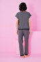 Anthracite Lace Detailed Crew Neck Knitted Pajama Set - 3