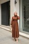 Women's brown ruched waist dress - 4