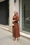 Women's brown ruched waist dress - 5