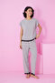 Gray Lace Detailed Crew Neck Knitted Pajama Set - 2