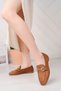 Women's Tan Daily Comfortable Stylish Detailed Oxford Masculine Soft Leather Loafer Ballet Shoes - 6