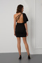Women's Black Slim Fit One Sleeve Backless Mini Dress - 5