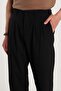 Men's Regular Fit Double Pleated Elastic Waist Comfortable Cut Loose Leg Baggy Black Trousers - 2
