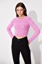 Pink Backless Crew Neck Knitwear Sweater