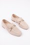 Women's Beige Daily Comfortable Stylish Detailed Oxford Masculine Soft Leather Loafer Ballet Shoes - 6