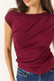 Women's Burgundy Drape Detailed Soft Touch Flexible Viscose Blouse 4019 60284038 - 6