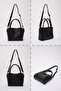 Black Shk190 Faux Leather Snap Closure Hand, Arm and Shoulder Bag with Removable Makeup Bag - 8