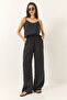 Women's Black Strappy Woven Modal Blouse Trousers Bottom-Top Set 9298 60281024 - 4