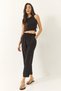 Women's Black Elastic Waist Slim Carrot Cut Trousers with Pocket Detail 3876 60281040 - 4