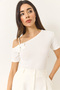 Women's White Floral Detailed Single Sleeve Thin Strap Ottonom Blouse 948 60283230 - 3