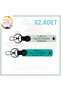 Dark Turquoise-White Speed ​​Lovers Name Plate and a Rh Blood Group 2-Piece Keychain