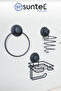 Adhesive 3-Piece Bathroom Set Refillable Toilet Roll Holder Foulard Towel Holder Installation Without Drilling | - 2