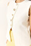 Women's White Regular Bisilet Collar Gold Button Detailed Lined Woven Vest 9005 60283150 - 5