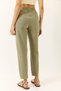 Women's Khaki Tie-Waist Leg Detail Pocketed Linen Carrot Trousers Yp5134 60283180 - 7