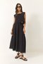 Women's Black Elastic Waist Skirt with Side Tie Detail Crop Muslin Top and Bottom Set 60283236 - 2