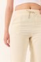 Women's Beige Waist-Tied Linen Carrot Trousers with Pocket Detail Yp5134 60283180 - 6