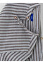 Boys' Grey and White Vertical Striped Cotton Shirt with Mandarin Collar - 4