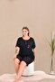 Women's Pajama Set with Short Sleeve Button Collar Oversize Shorts - 2