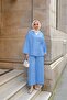 Women's Almond Stitched Kimono Set Blue - 3