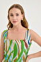 Square Neck Buttoned Front Patterned Zero Sleeve Dress - 4