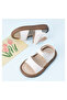 SAPS Solid Velcro Closure Sandals - White - 4