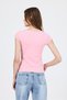 Pink V-Neck Buttoned Pocket Detailed Slim Fit T-Shirt 2213 - 5