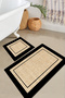 Regona Bej 260X100 50X60 Non-Slip Base 2-Piece Bathroom Mat Set