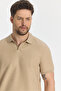 Nikol Men's Camel Lycra Cotton Blended Stretching Fabric Sports Lapel Slim Fit Polo Neck T-Shirt
