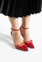 Red Shiny Wrinkled Vegan Leather Stiletto |   9cm Thin Heel |   Pointed Toe |   Stylish Comfortable Women's Shoes - 2