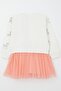 Girls' Long Sleeve Dress Swan Pattern Glitter Crown Printed 1.5-5 Years, Ecru - 7