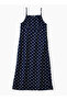 Girls' Navy Blue Polka Dot Spaghetti Strap Maxi Dress