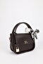 Women's Brown Charm Detailed Scarf and Adjustable Strap Shoulder and Crossbody Bag Teo - 3