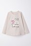 Girl's Tights Set with Text & Floral Print, Ages 6-10, Beige - 4
