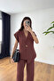Moona Tile Gold Buttoned Vest Suit - 3