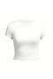 Solid Color, Crew Neck Women's Slim Fit Short Sleeve Body Lycra T-Shirts - 3