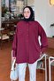 Oversize Shirt with Sleeve Tie Detail Claret Red - 4