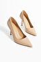 Beige 9cm Vegan Leather Thin Heeled Stiletto |   Influential Elegance! For Graduation Wedding Office - 6