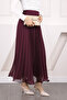 Plum Waist Elastic Pleated Chiffon Skirt - 3