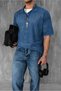 Men's Polo Neck Regular Fit Knitwear T-Shirt Dark Blue - 4