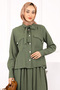 Khaki Collar Tie Shirt Skirt Suit - 4