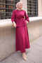 Burgundy Waist Belted Shirt Skirt Suit - 2
