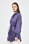 Lilac Patterned Satin Look Rope Lacing Detailed Shirt 4293A
