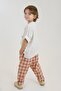 Carrot Trousers Orange Cream Plaid Linen + Cream Linen Drawstring Shirt - 3