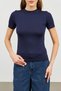 Women's Navy Blue Short Sleeve Blouse - 4